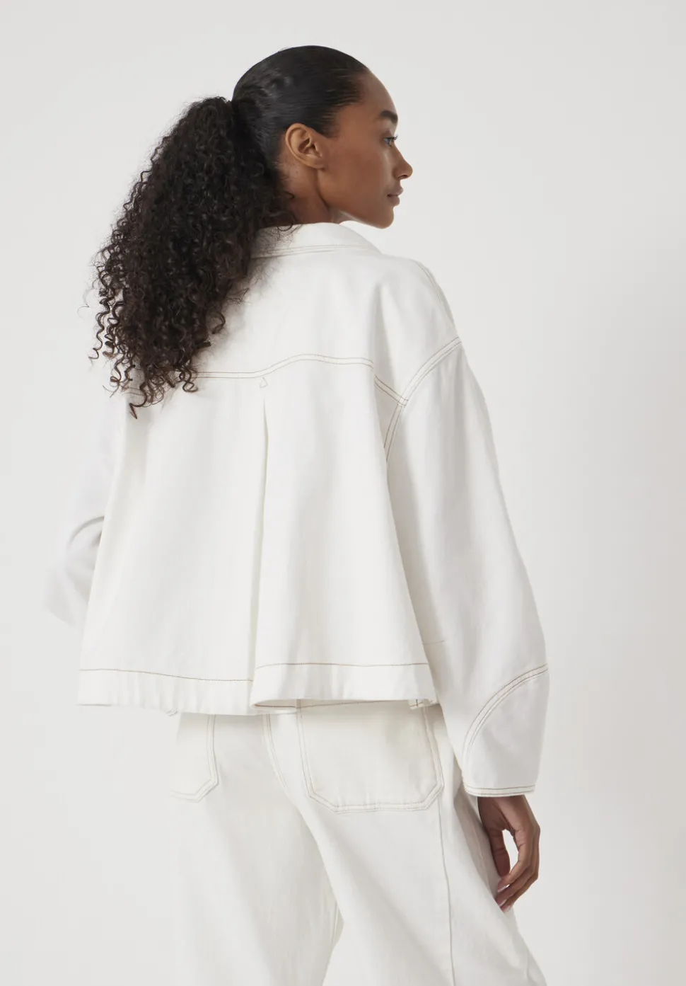 Cotton Barrel Sleeve Swing Jacket
