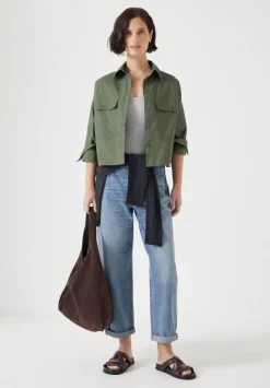 Cotton Oversized Cropped Shacket