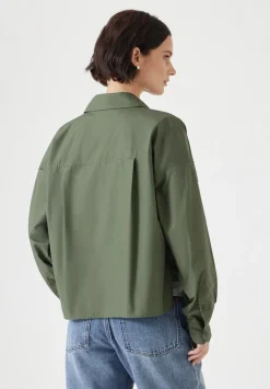 Cotton Oversized Cropped Shacket