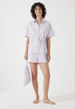 Cotton Poplin Stripe Short Pyjamas Set