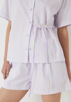 Cotton Poplin Stripe Short Pyjamas Set