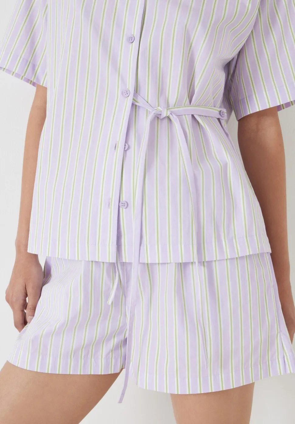 Cotton Poplin Stripe Short Pyjamas Set