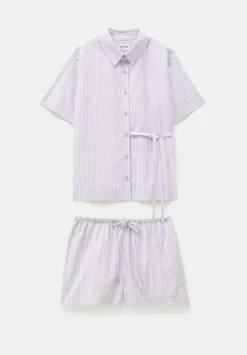 Cotton Poplin Stripe Short Pyjamas Set
