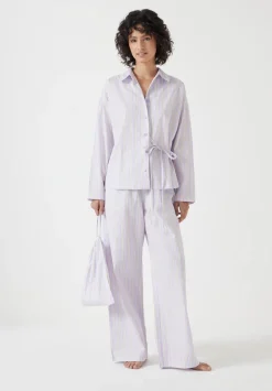 Cotton Poplin Stripe Trouser Pyjamas Set
