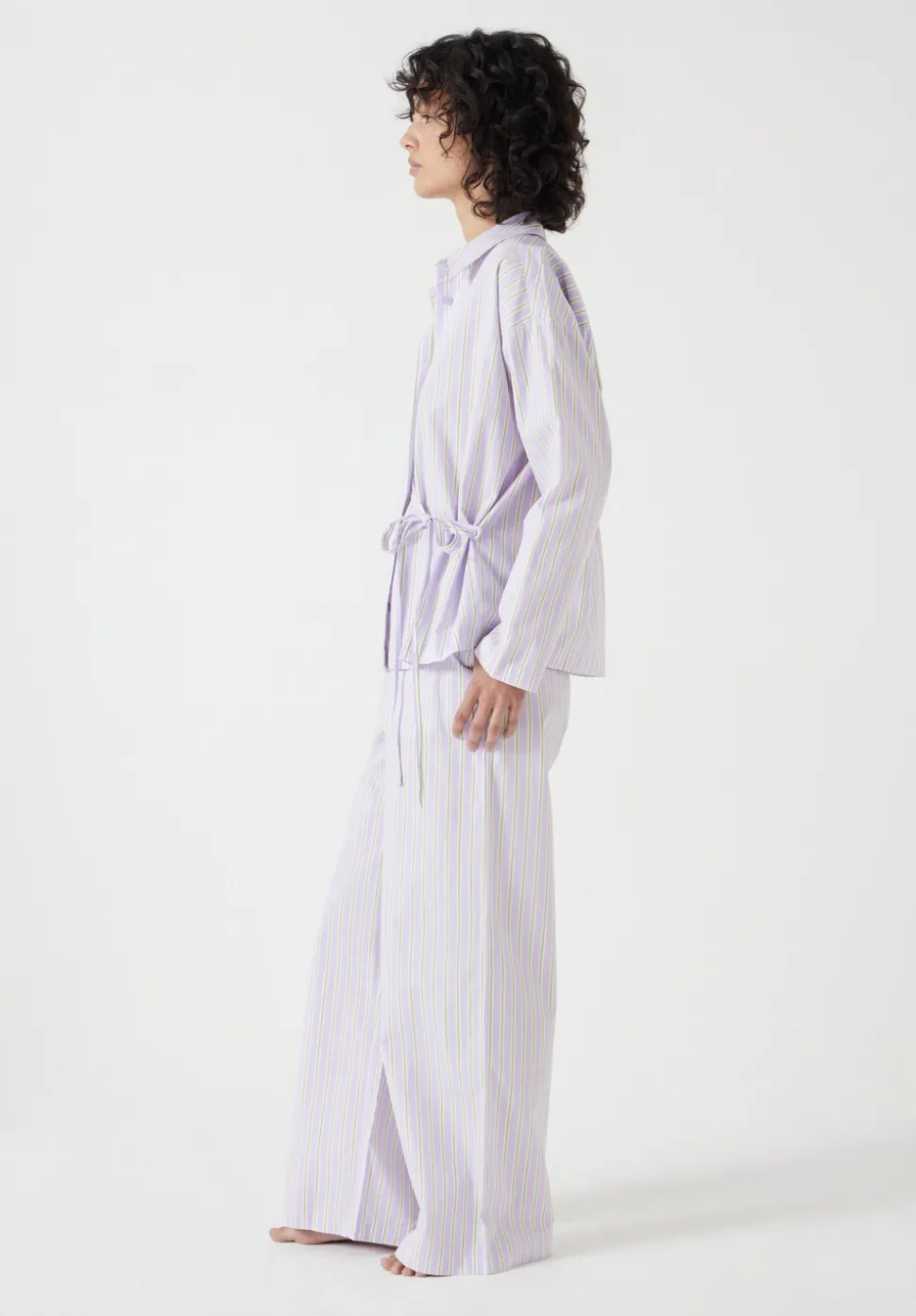 Cotton Poplin Stripe Trouser Pyjamas Set