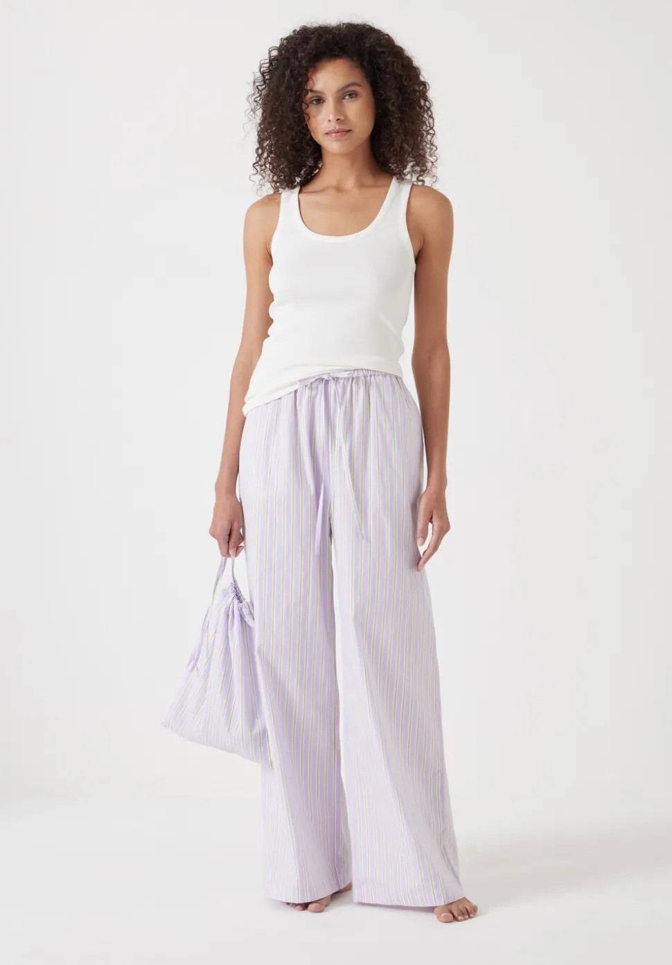 Cotton Poplin Stripe Vest Pyjamas Set