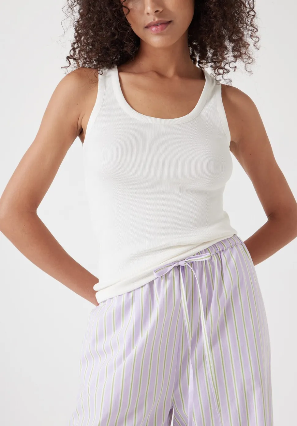 Cotton Poplin Stripe Vest Pyjamas Set