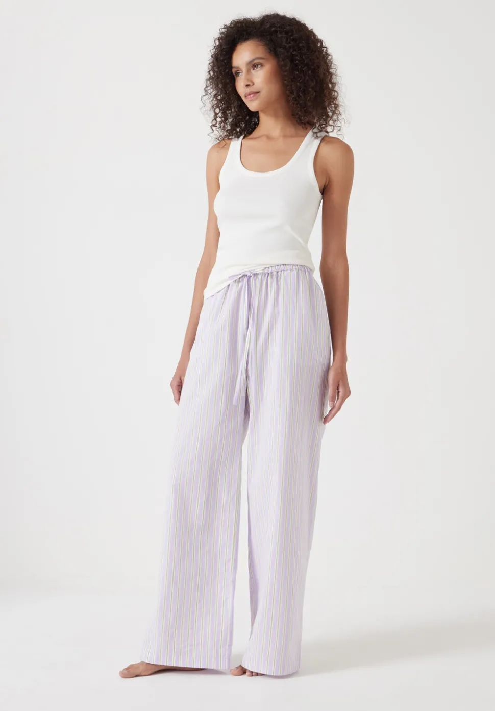 Cotton Poplin Stripe Vest Pyjamas Set