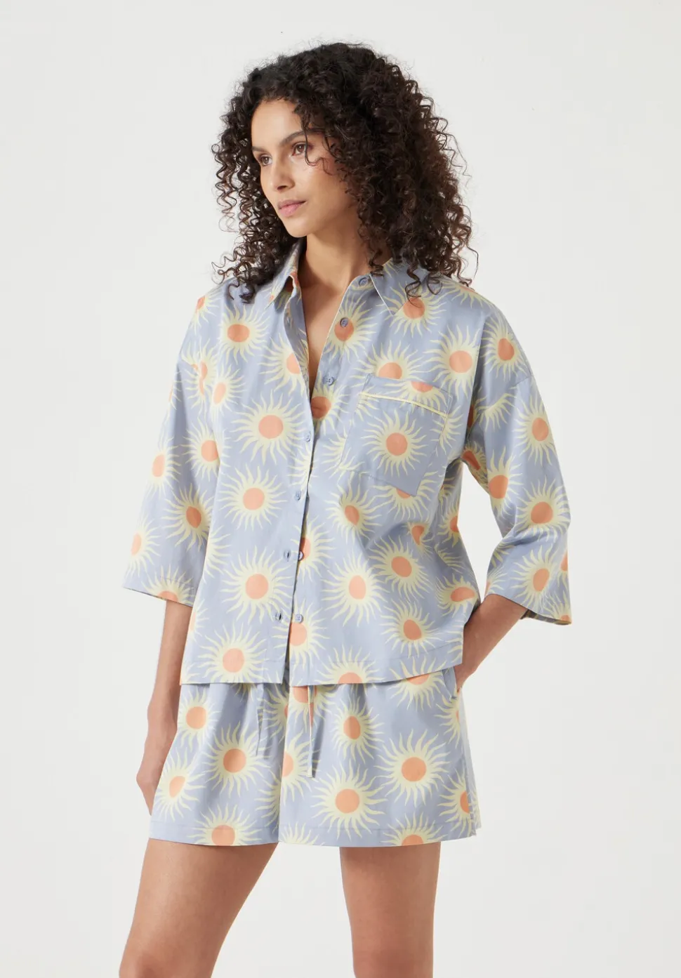 Cotton Sateen Short Pyjamas Set