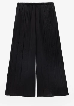 Crinkle Wide Leg Cropped Trousers