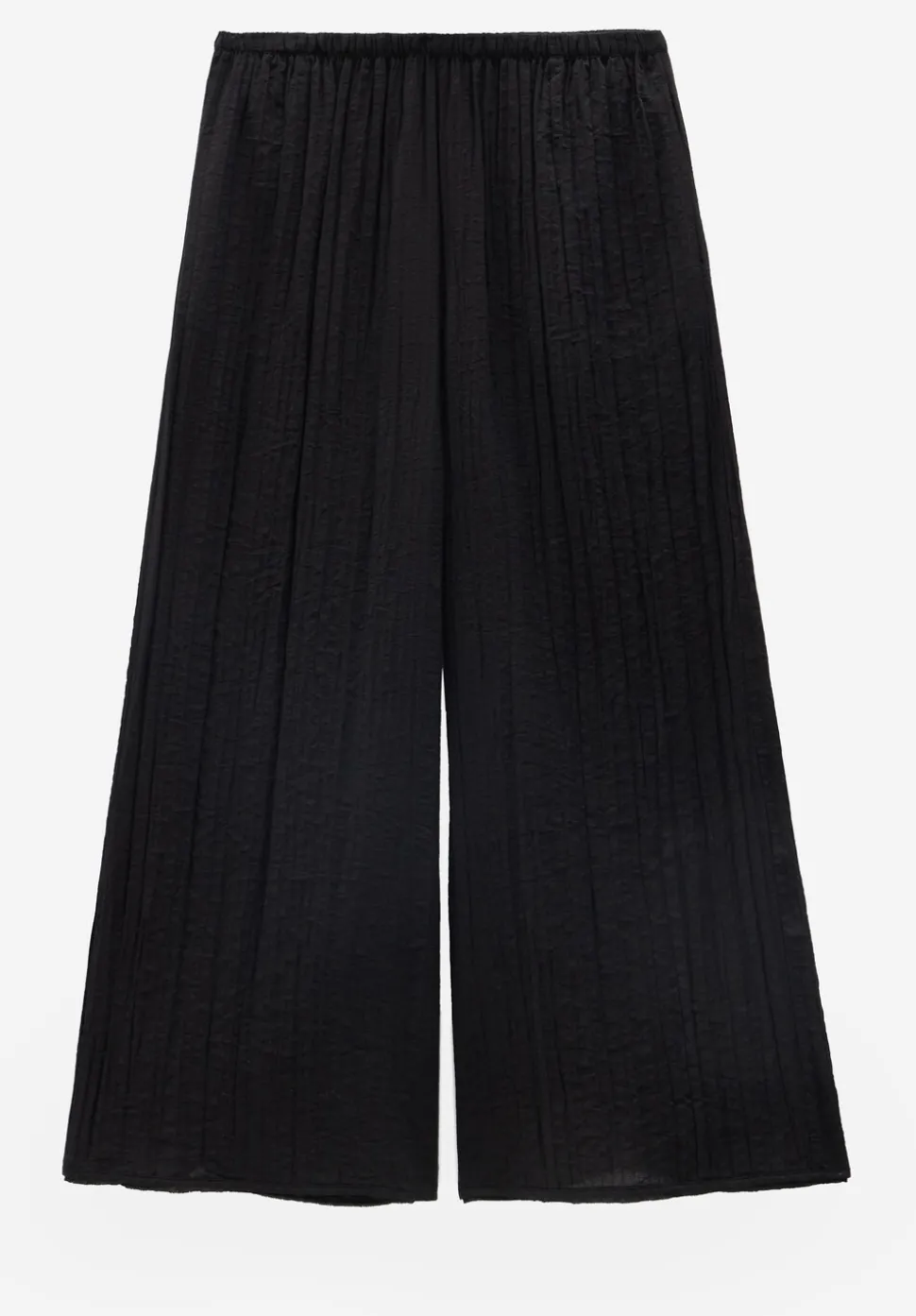 Crinkle Wide Leg Cropped Trousers