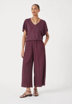 Crinkle Wide Leg Cropped Trousers