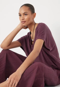 Crinkle Wide Leg Cropped Trousers