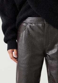 Crocodile Embossed Leather Trousers