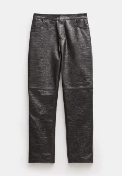 Crocodile Embossed Leather Trousers