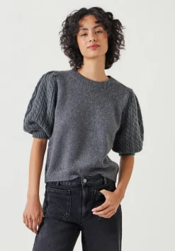 Demi Puff Cable Sleeve Knitted Top