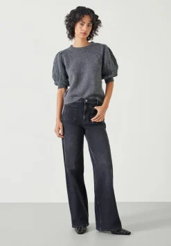 Demi Puff Cable Sleeve Knitted Top
