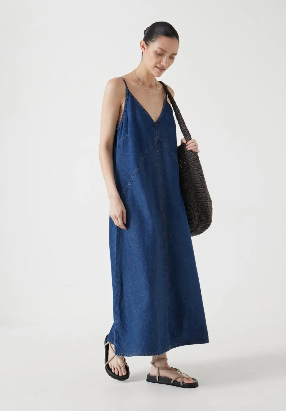 Denim Maxi Slip Dress