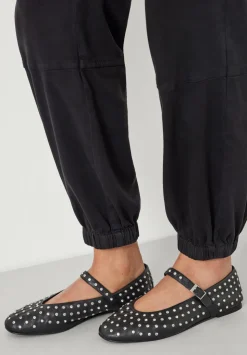 Diamante Studded Leather Mary Jane Flats