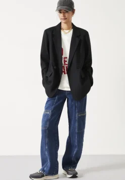 Double Breasted Wool Blend Blazer