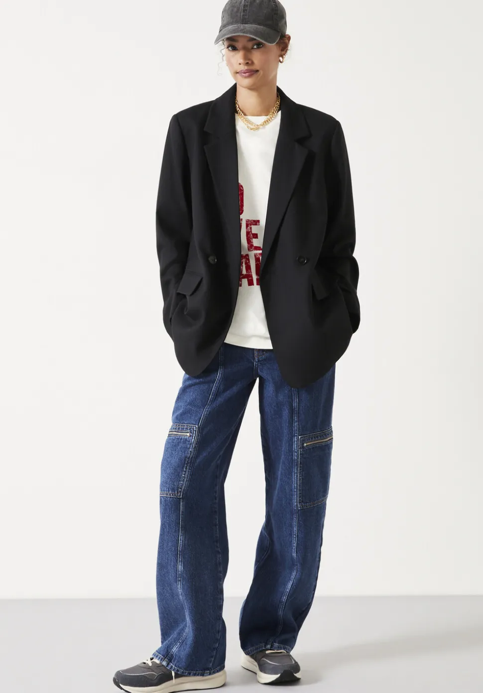 Double Breasted Wool Blend Blazer