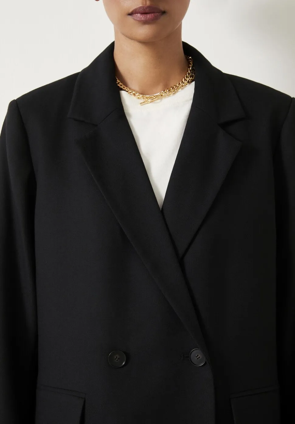 Double Breasted Wool Blend Blazer