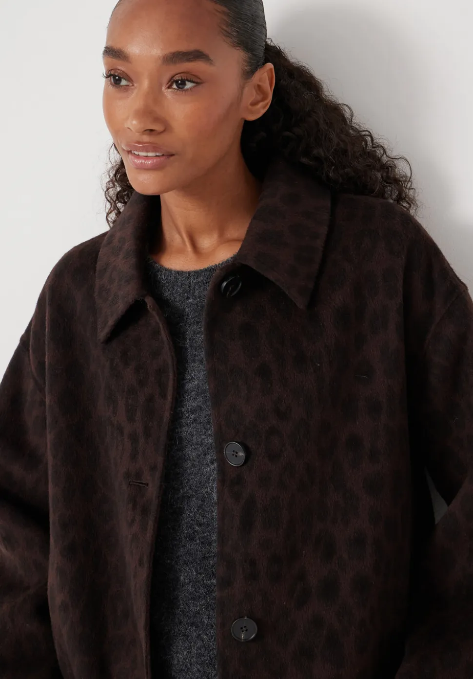 Edie Pure Wool Leopard Double Faced Coat