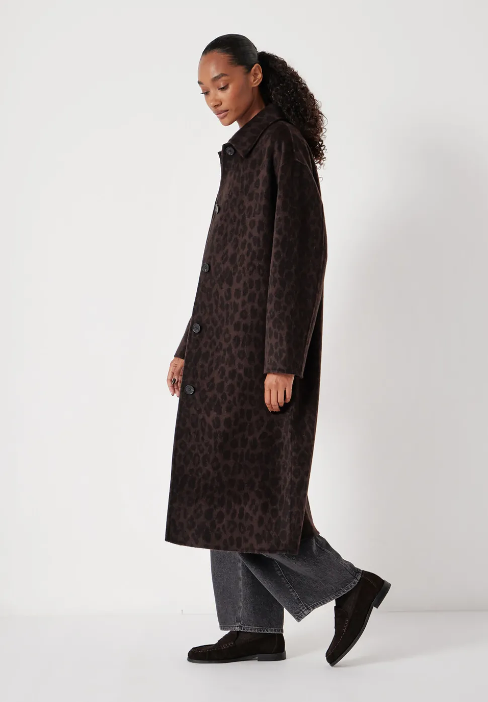 Edie Pure Wool Leopard Double Faced Coat