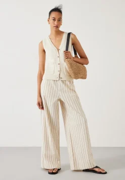 Elissia Striped Cotton Wide Leg Trousers