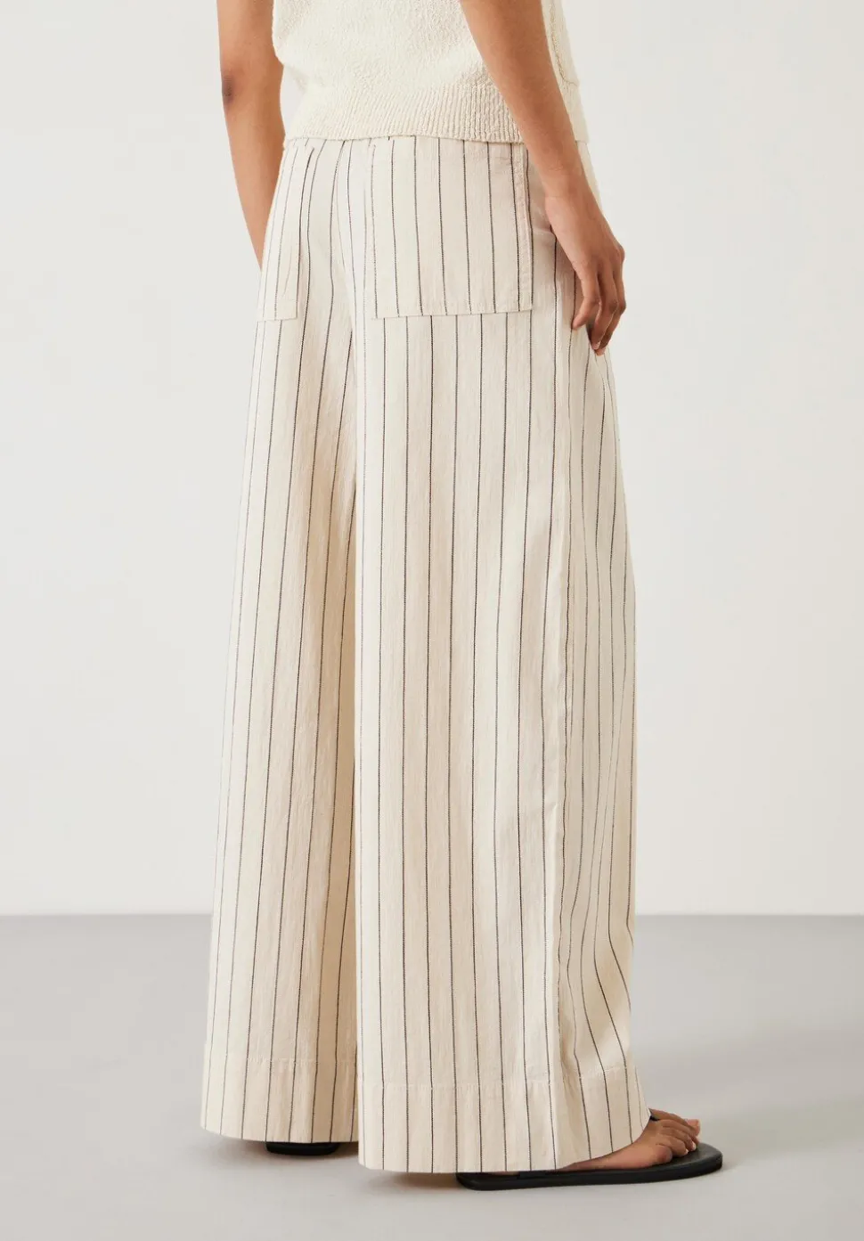 Elissia Striped Cotton Wide Leg Trousers