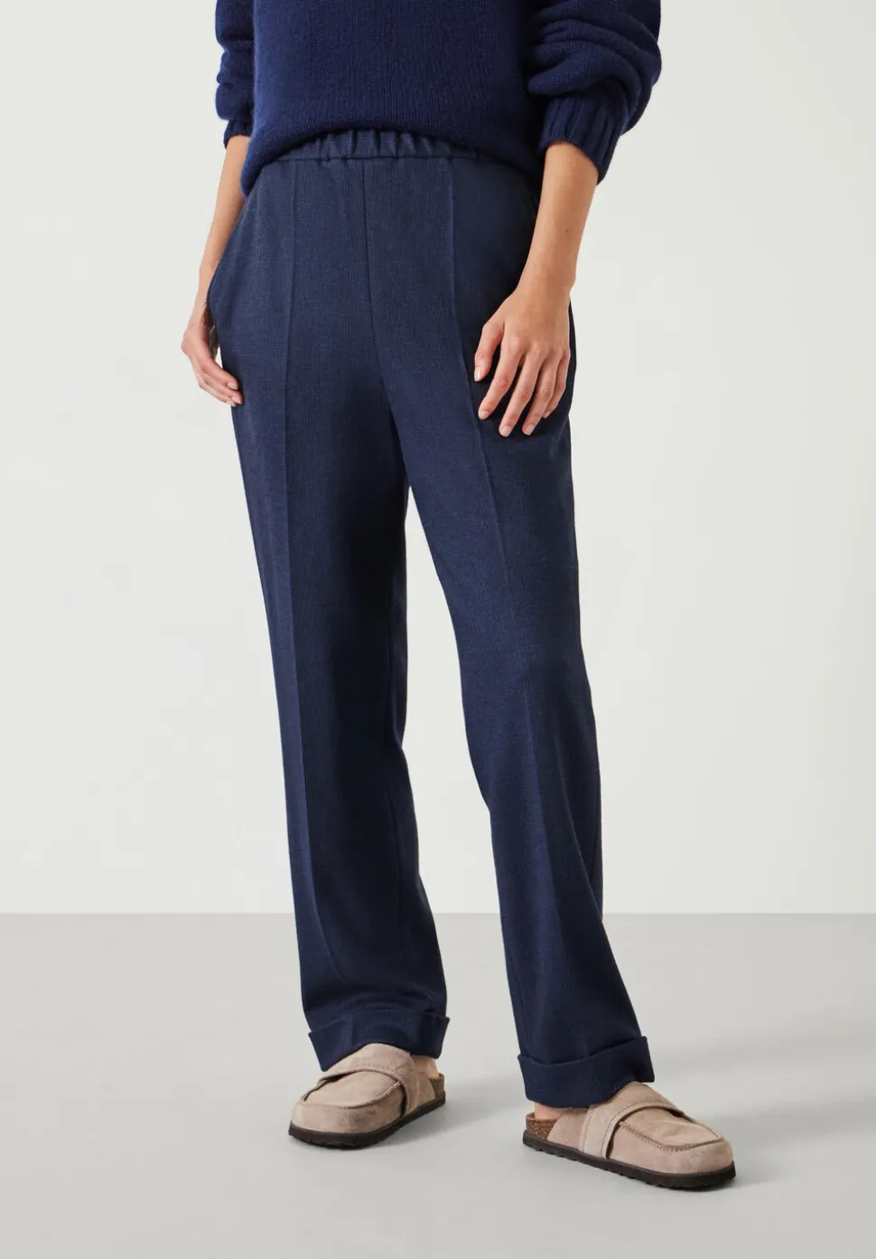 Eliz Slim Wool Blend Check Trousers