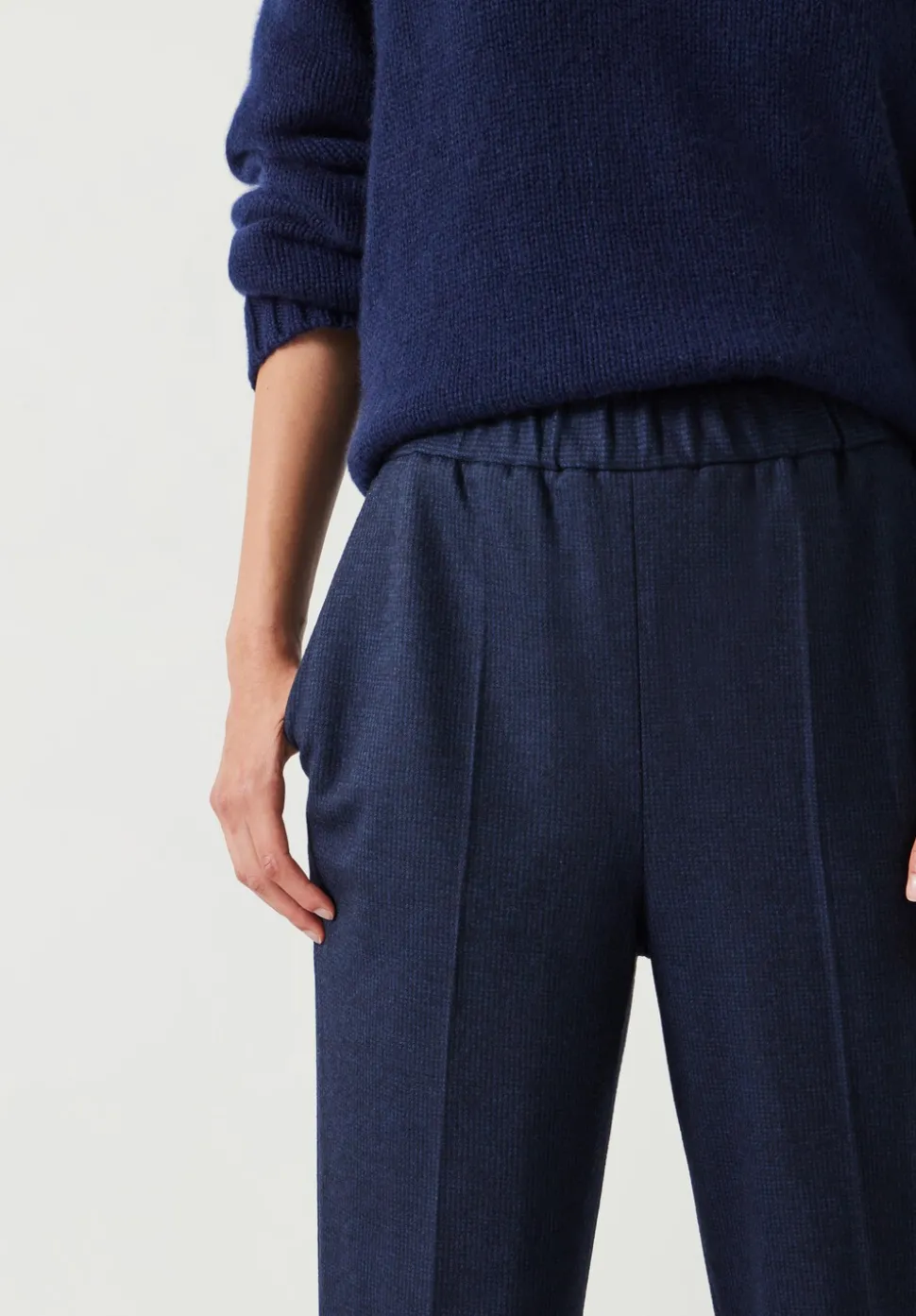 Eliz Slim Wool Blend Check Trousers