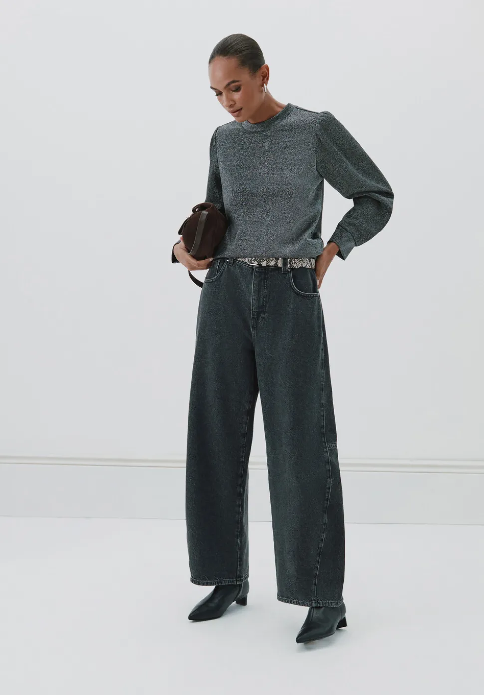Emily Sparkle Puff Sleeve Jersey Top
