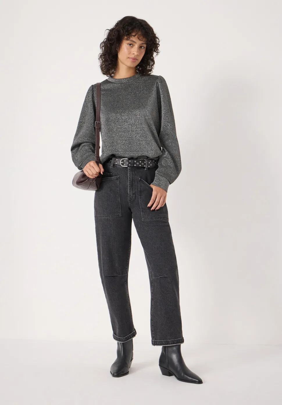 Emily Sparkle Puff Sleeve Jersey Top