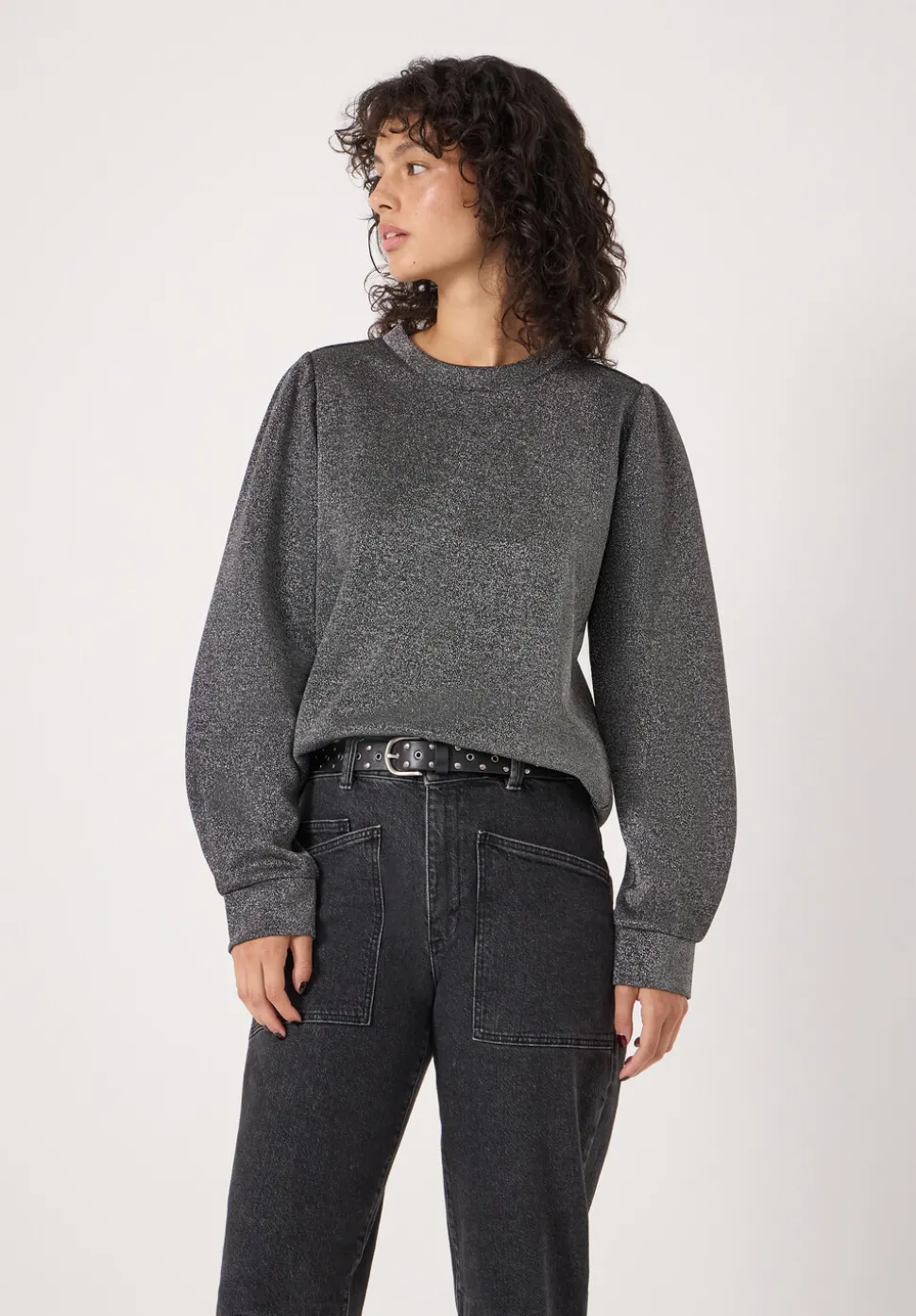 Emily Sparkle Puff Sleeve Jersey Top