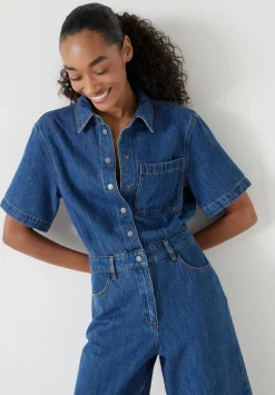 Evelyn Short Sleeve Denim Jumpsuit