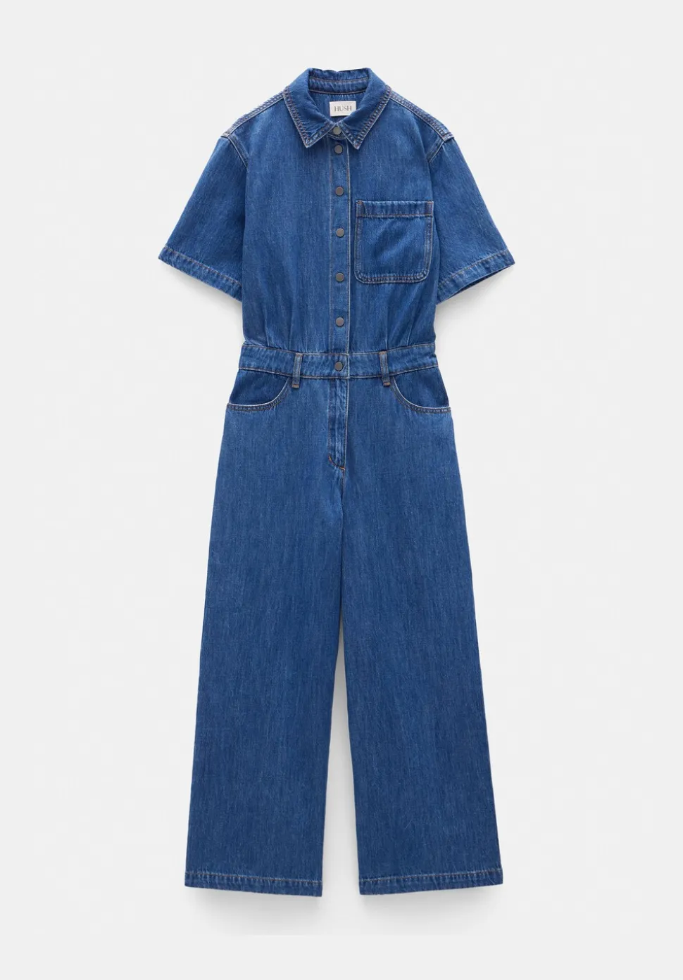 Evelyn Short Sleeve Denim Jumpsuit