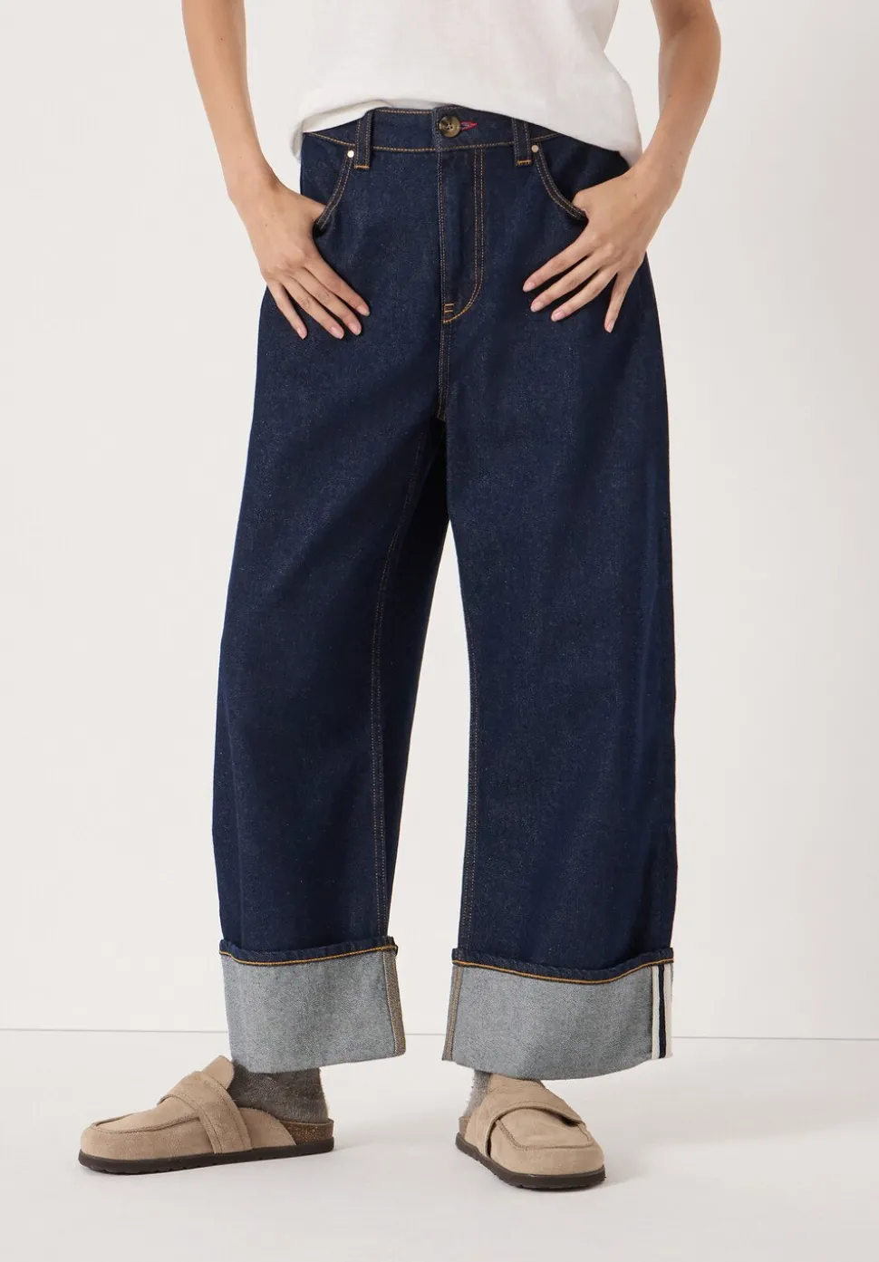 Faith Turn Up Barrel Leg Jeans
