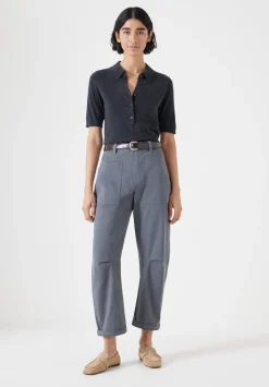 Fine Knit Short Sleeve Polo Top