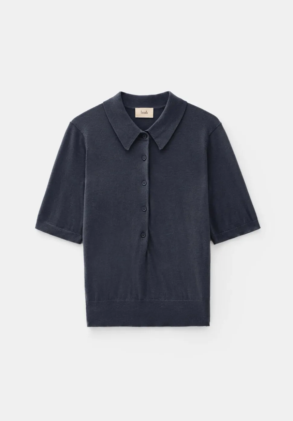 Fine Knit Short Sleeve Polo Top