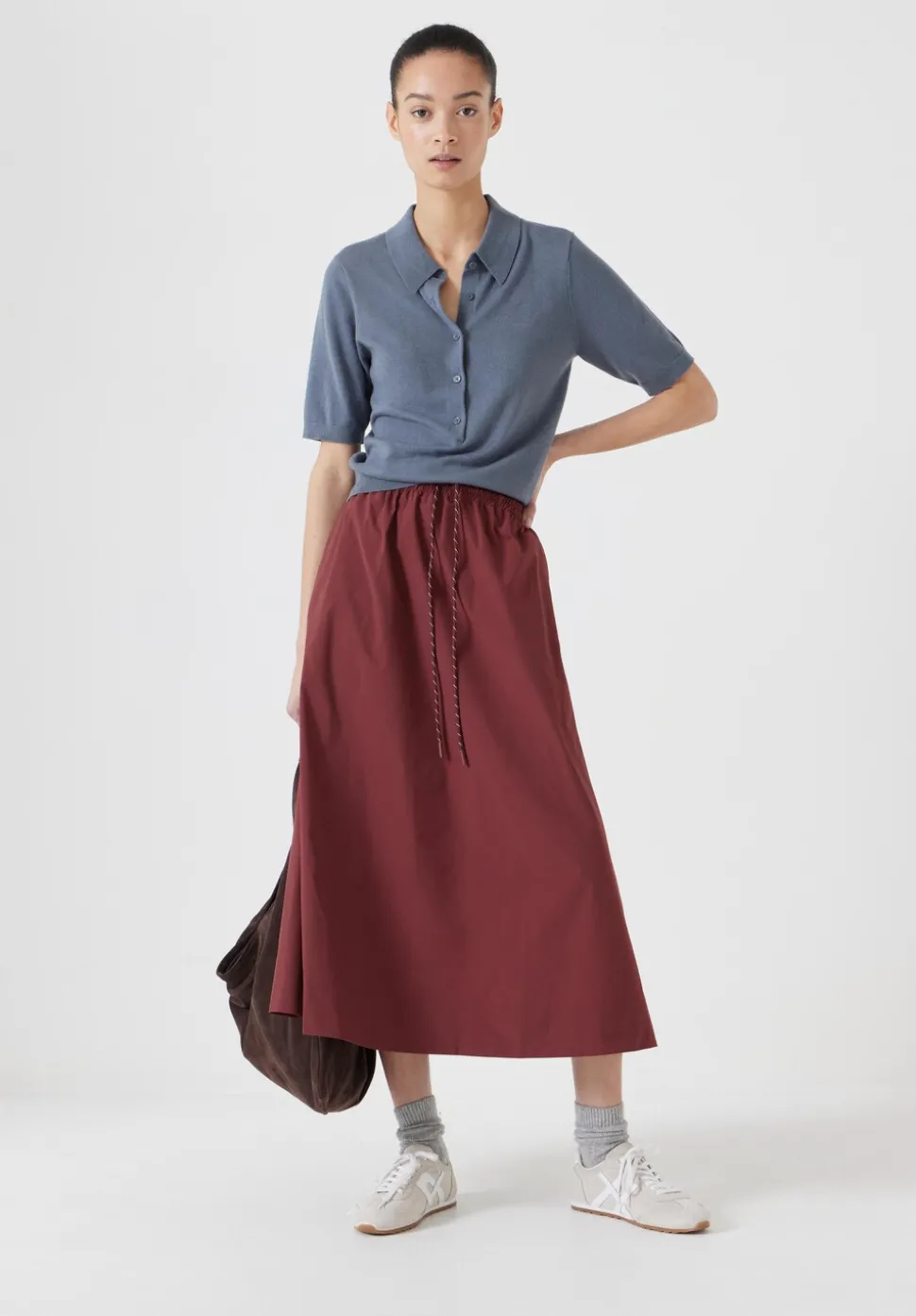 Fine Knit Short Sleeve Polo Top