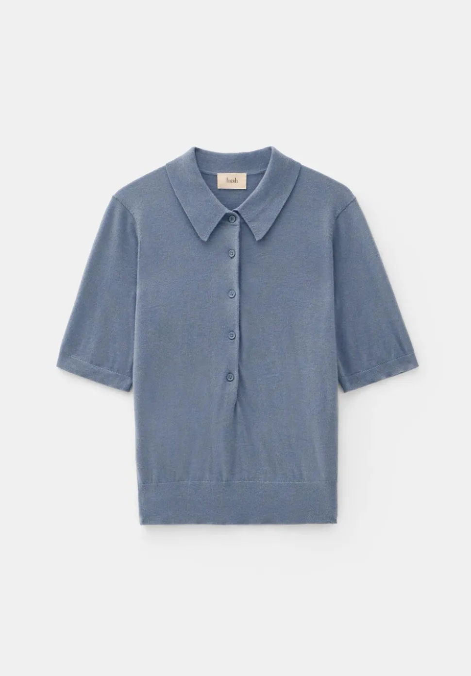 Fine Knit Short Sleeve Polo Top