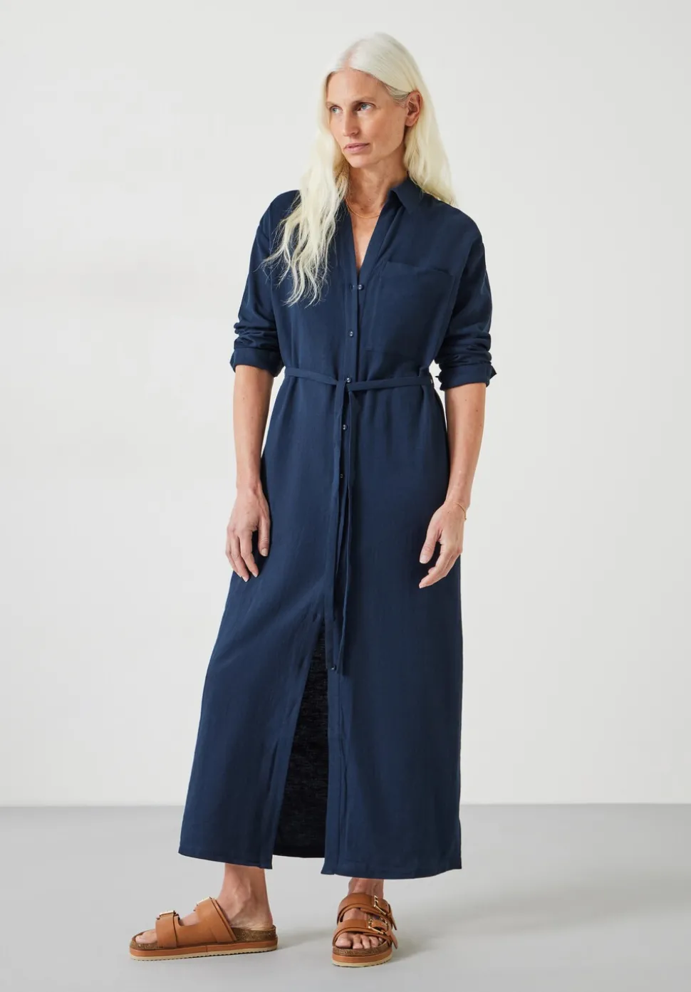 Florence Maxi Shirt Dress With Linen