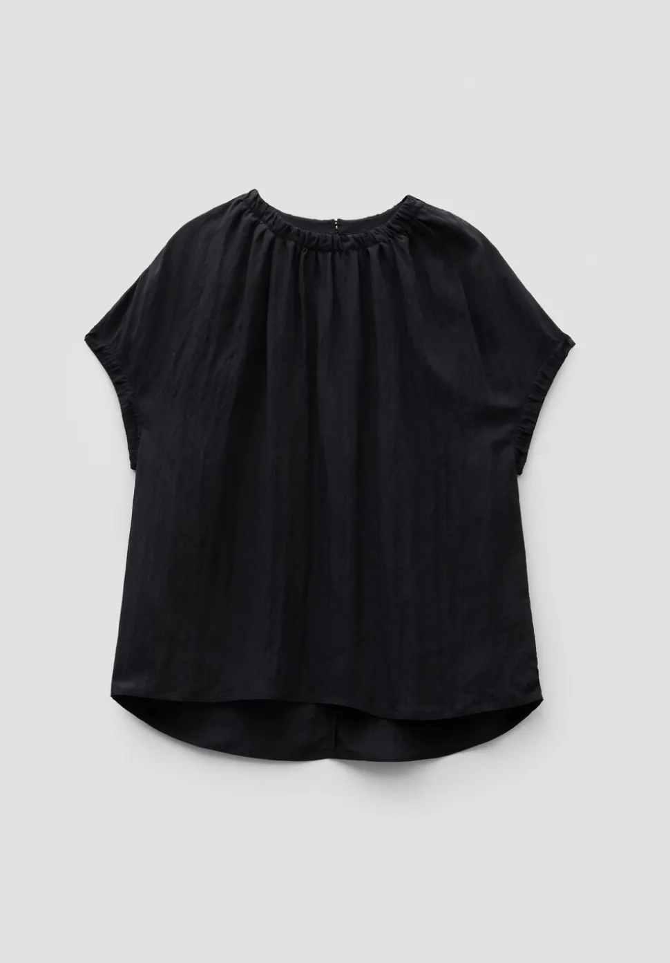Gathered Crew Neck Detail Top