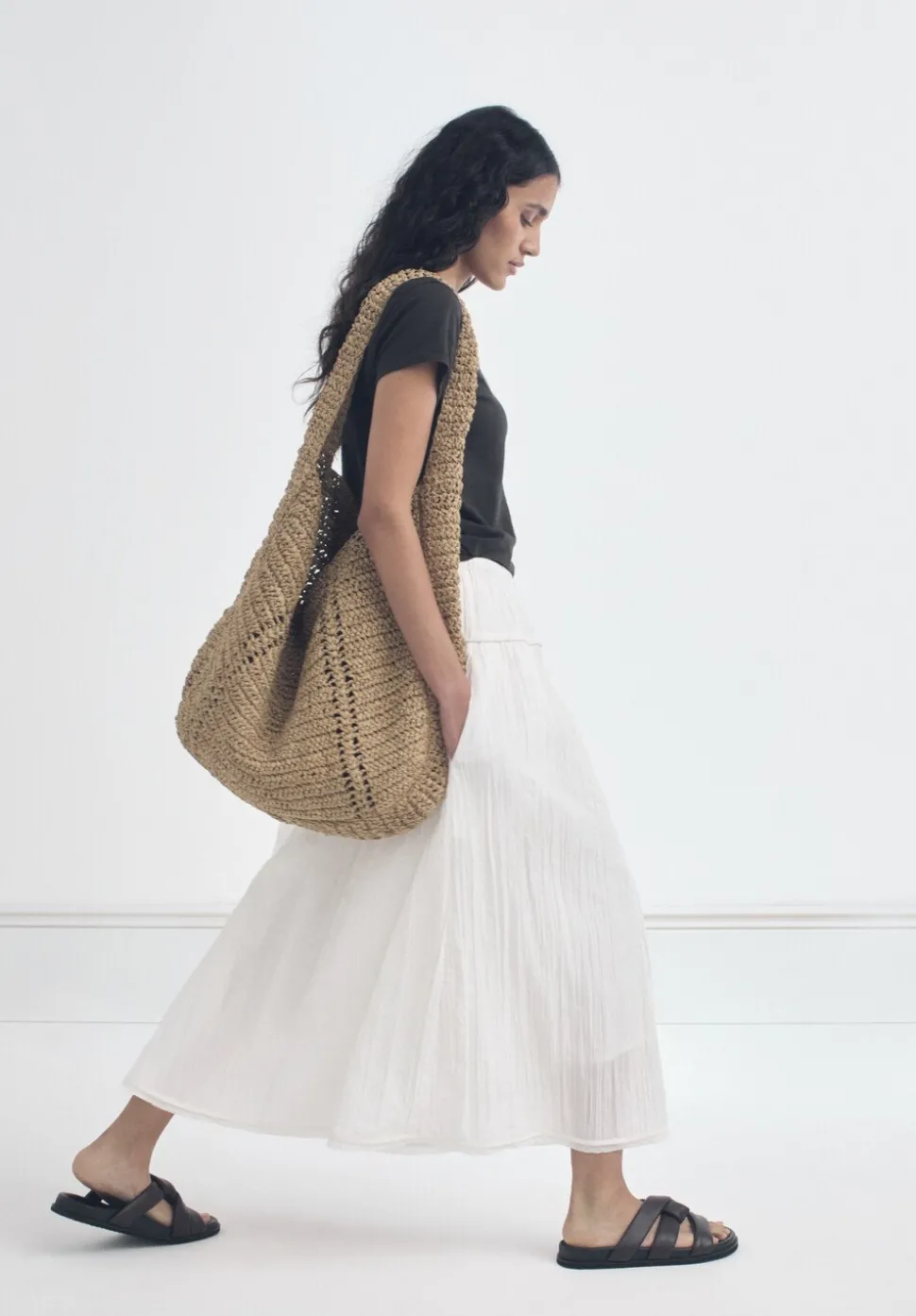Gathered Detail Midi Skirt