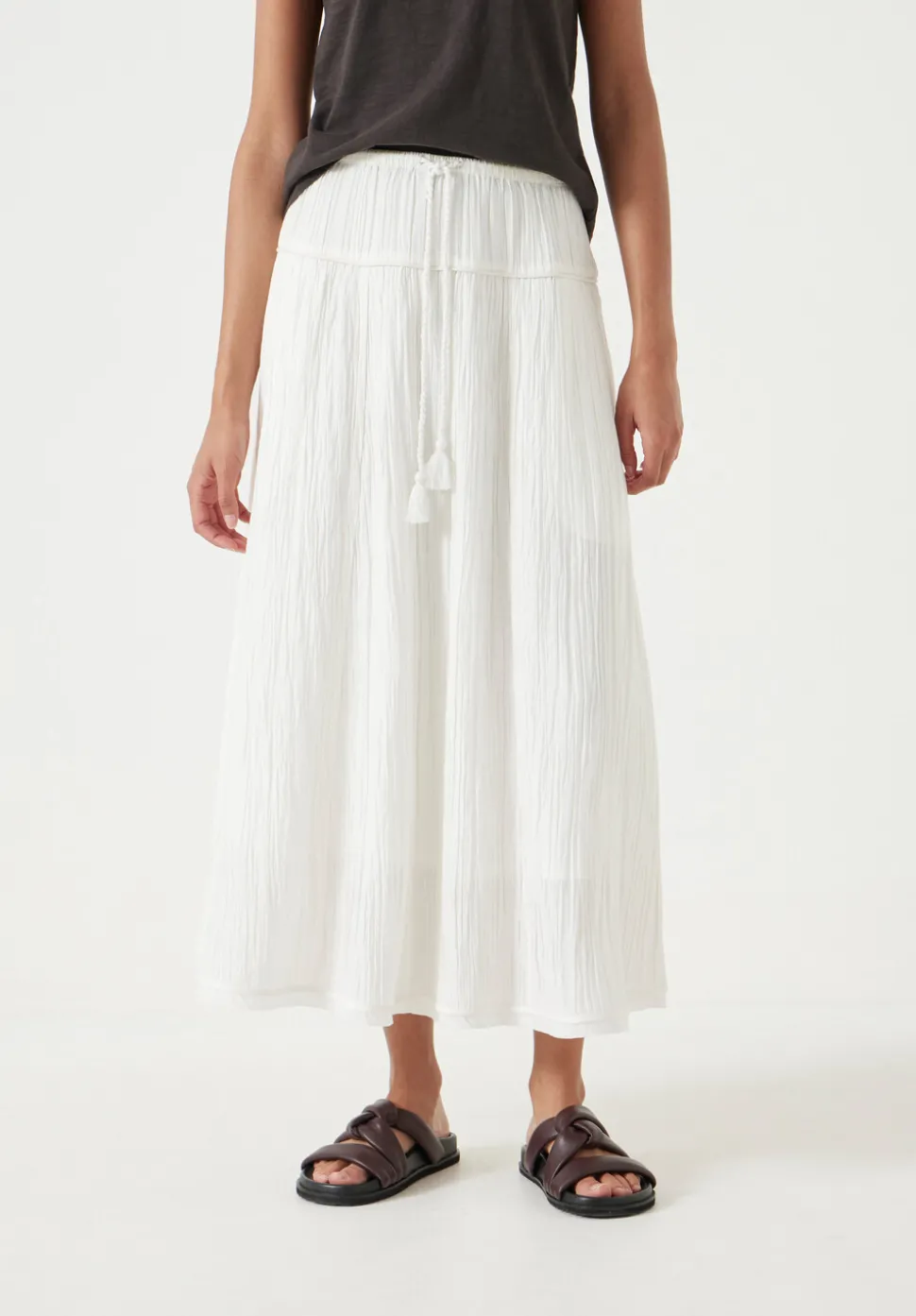 Gathered Detail Midi Skirt