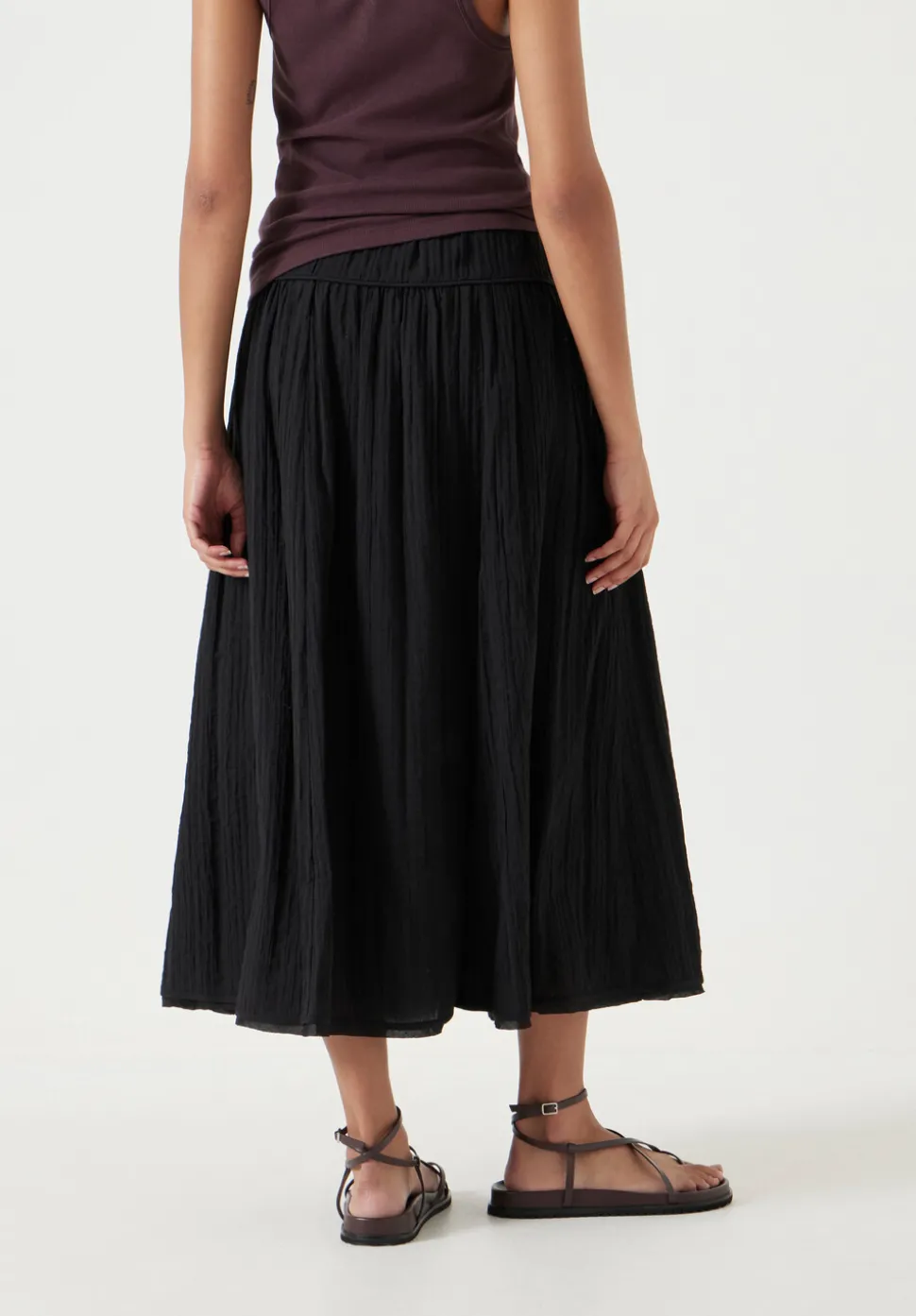 Gathered Detail Midi Skirt