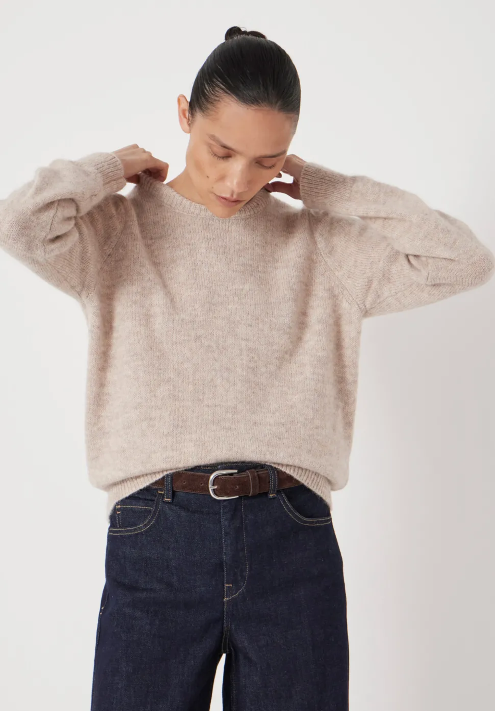 Gathered Shoulder Wool Blend Jumper