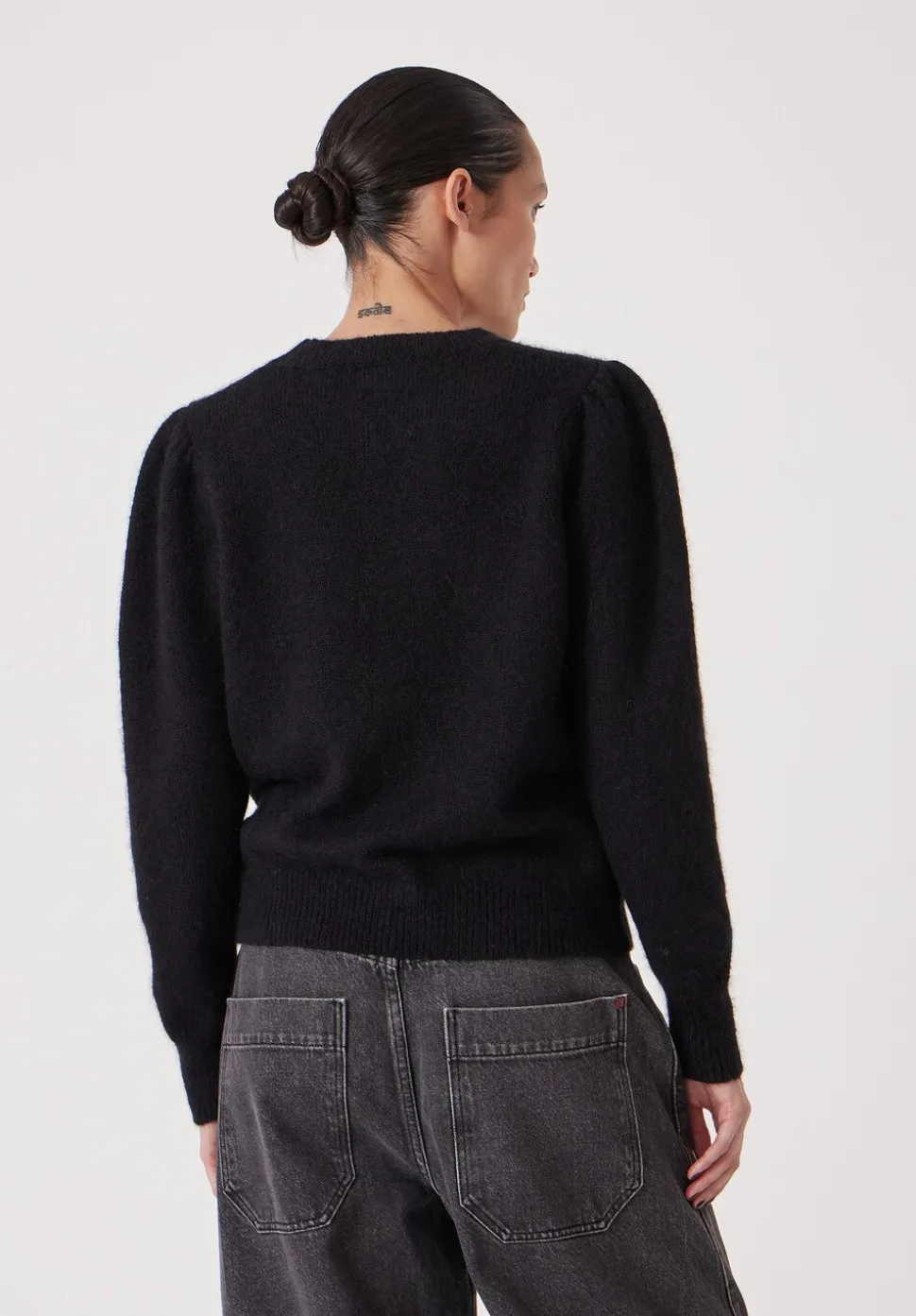 Gathered Shoulder Wool Blend Jumper