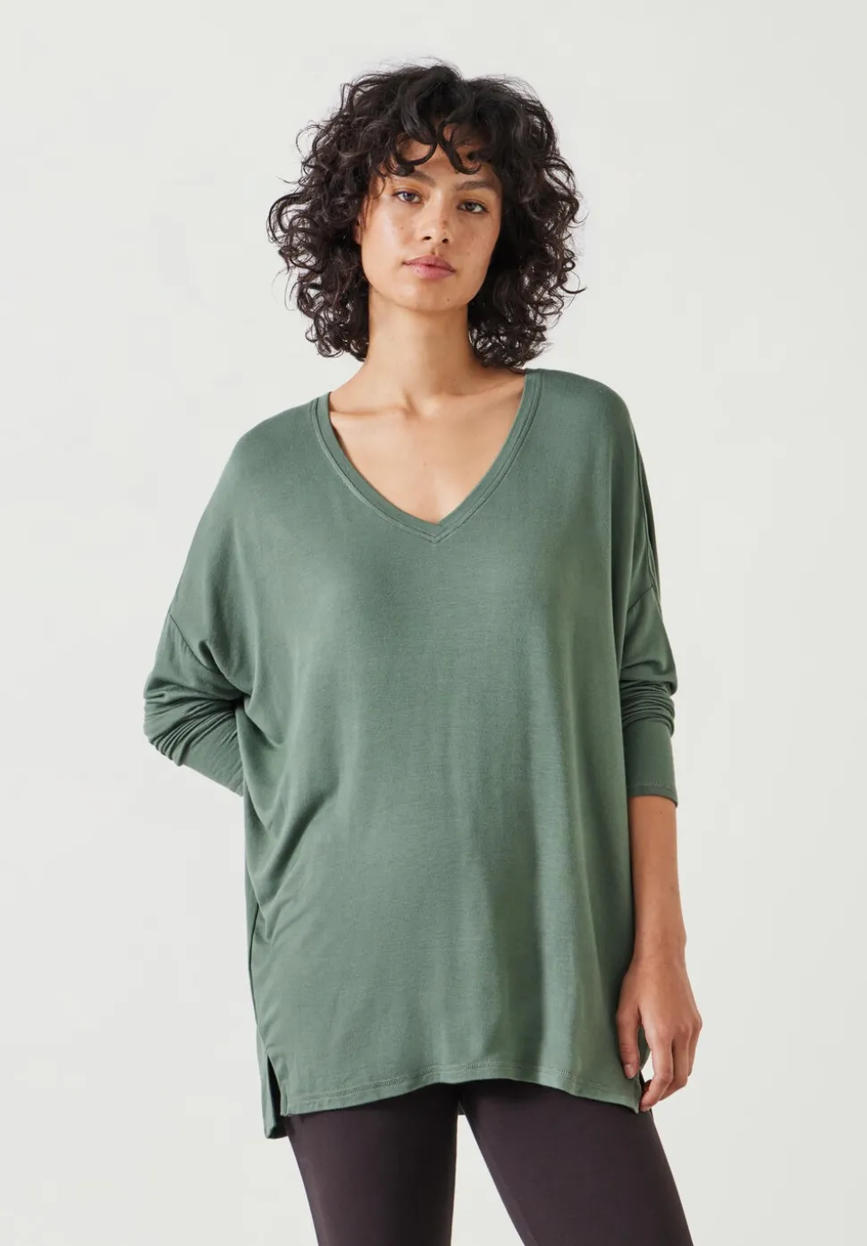 Gillian Wide Jersey V Neck Top